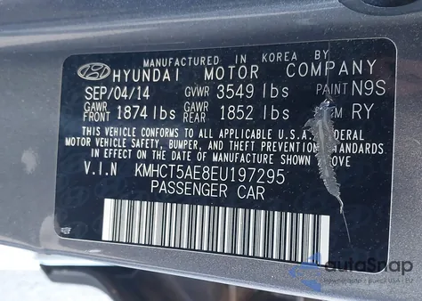 2014 Hyundai Accent Gs z USA, uszkodzony, nr VIN KMHCT5AE8EU197295